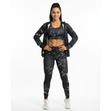 Imagem de Kit Marmorizado Legging Top jaqueta Conjunto Academia - Bella fitness,