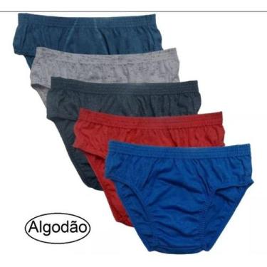 Imagem de kit 6 cuecas slip adulto tradicional elastico embutido 100% algodão - 