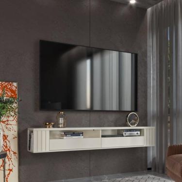 Imagem de Rack Ripado Suspenso Luxo Com Nichos 1 Porta Basculante Rack Para Painel 180 cm Tv até...