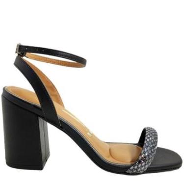 Imagem de Sandália Feminina Salto Alto Grosso Bico Quadrado com Strass Vizzano 6409.211-Feminino