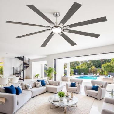 Imagem de Ventilador de Teto ZMISHIBO 80" Níquel Escovado com Luz e Controle Rem