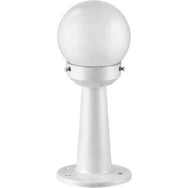 Imagem de Poste Balizador Branco Luminária Globo em Termoplástico 43cm Jardim Quintal Bivolt