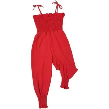 Imagem de Macacão Infantil Modinha Vermelho Roupa De Festa Para Menina - job