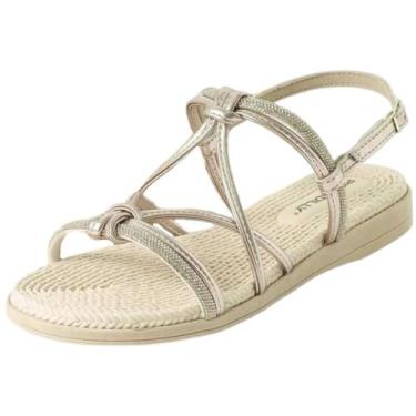 Imagem de Sandália Feminina Strass Elegante Chic Conforto Piccadilly, Ouro rosad