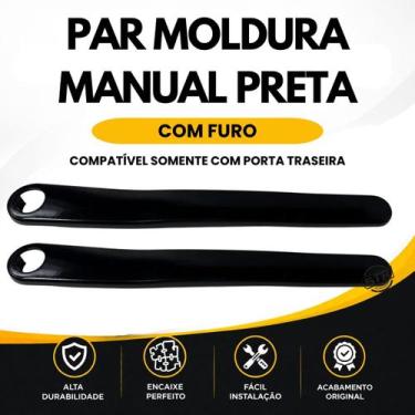Imagem de Par Acabamento Interno PRETO Moldura com furo manual do fiat uno Vivac