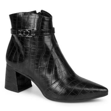 Imagem de Bota Feminina Dakota Salto Bloco Cano Curto Bico Fino D2751 Cor:Carame