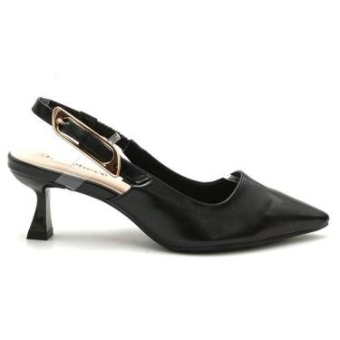 Imagem de Sapato Scarpin Slingback Feminino Bebecê T3814-381, Preto, 38