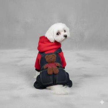 Imagem de Macacão Estilo Jeans Pet Cachorro Roupa Poliéster Cão Gato - BarrettoM