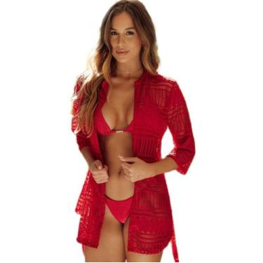 Imagem de Saída de praia aberta modelo camisete com cinto modelo soltinho - Dall