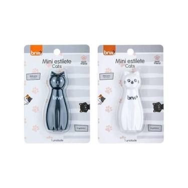 Imagem de Mini Estilete BRW para Criativos - Design Gatinho, Preto