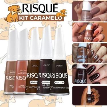 Imagem de Kit Esmaltes Risqué ViraLata Caramelo Tons Marrom, Chocolate, Nude e T
