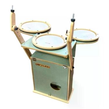 Imagem de Bateria Compacta Percubo Fast Pop Paint Baby Green compacta com estant
