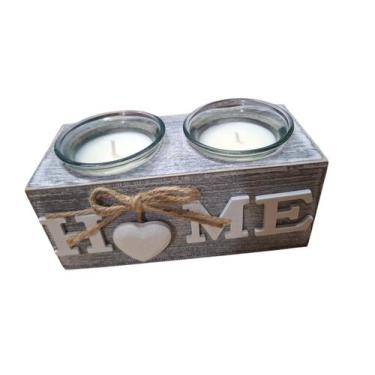 Imagem de Castiçal Porta Velas Vidro Decorado Duplo Enfeite Decoração - ZEIN