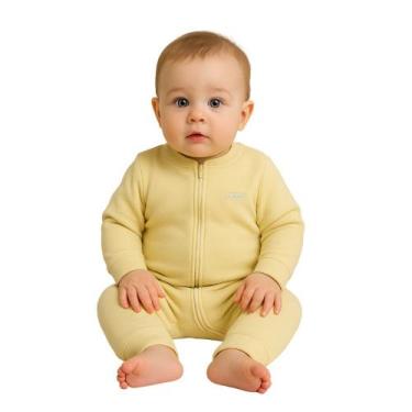 Imagem de Macacão Bebê Unissex Angerô em Suedine com Zíper na cor Amarelo Tamanh