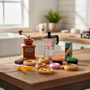 Imagem de Kit Brinquedo Hora do Café 14 Peças Cafeteira Moedor Doces - Yeet