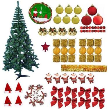 Imagem de Árvore De Natal Verde 2,40m 600 Galhos Decorada 132 Itens Com enfeites