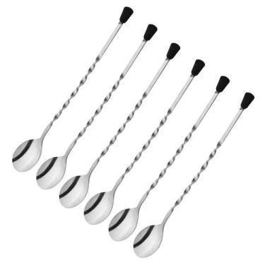 Imagem de Kit 6 Colher Bailarina Inox Bebidas Suco Refresco Coquetel Drinks Barm