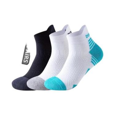Imagem de Meias Esportivas Respiráveis unissex, 3 Pares, Absorção De Suor, Amort