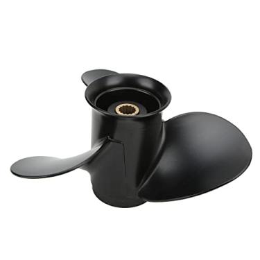 Imagem de Hélice de motor de barco, hélice de motores marítimos de passo de 10 polegadas 14 dentes estriados de alta velocidade resistência à água do mar rotação direita 3 lâminas para CT/Bigfoot 9.9