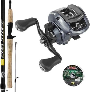 Imagem de Kit Pesca Carretilha New Venturra VT5 com Vara Pro Staff 1,68mts e Linha Multifilamento