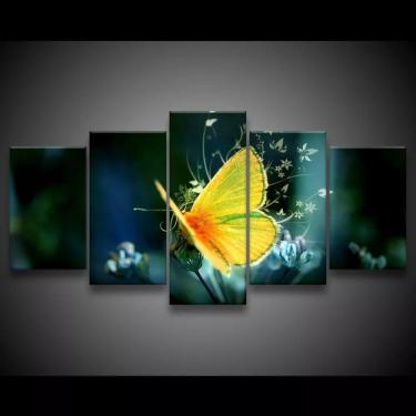 Imagem de Quadro Decorativo 129x63 Sala Quarto Borboleta Amarela 1
