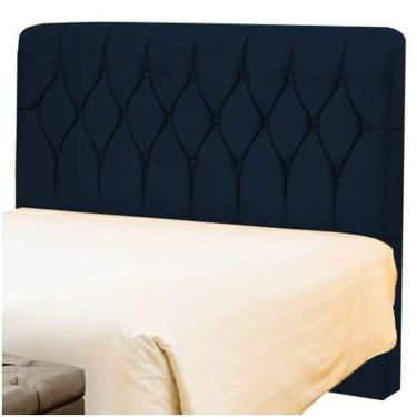 Imagem de Cabeceira Solteiro Estofada Istambul Com Capitonê Azul Marinho