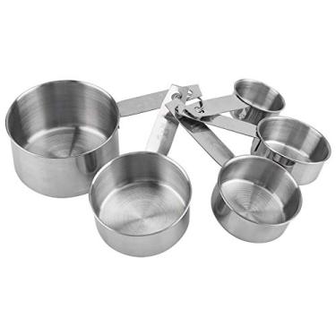 Imagem de conjunto de medição de colheres de sopa empilháveis premium,Colher de copo de medição antiferrugem de aço inoxidável 5 peças, medidas fáceis de ler, para presente ingredientes líquidos secos cozinhar, 5 peças de aço inoxidável anti