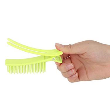 Imagem de Clipe para pentear o cabelo, clipe de partição de cabelo ABS fácil de usar, coloração doméstica requintada para estilo profissional de salão (verde fluorescente)