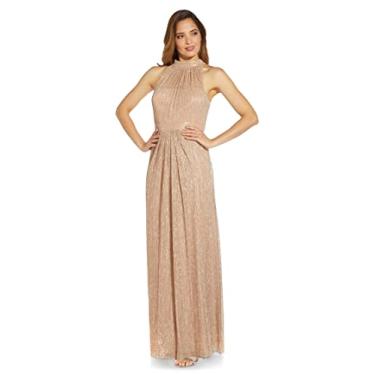 Imagem de Adrianna Papell Vestido feminino de malha metálica, Champanhe dourado, 46
