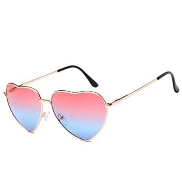Imagem de Óculos de sol da moda Óculos de sol vintage coração feminino designer doce cor gradiente óculos de sol óculos de sol ao ar livre festa óculos de sol, ouro vermelho azul, como imagem