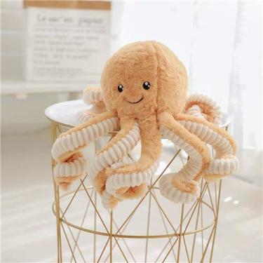 Imagem de Venda imperdível 40-80 cm Adorável Simulação Polvo Pingente Pelúcia Brinquedo de pelúcia Animal macio Acessórios para casa Boneca fofa Presentes para crianças (Color : Orange, Height : 18cm)