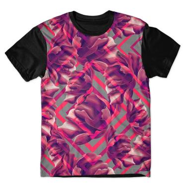 Imagem de Camiseta As Braba Masculina Flores Roxas Full Print