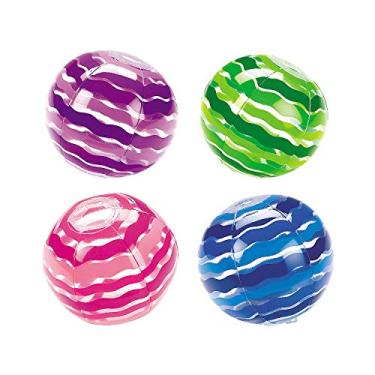 Imagem de Bolas de praia listradas coloridas brilhantes (conjunto de 12) lembrancinhas e suprimentos para festa na piscina para crianças