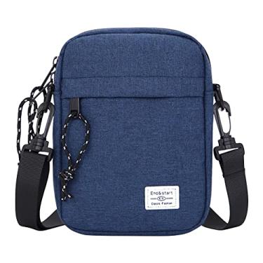 Imagem de Bolsa masculina casual para celular pequena bolsa de viagem masculina mini leve zíper sólido para esportes viagens menino cintura pacote, Azul, 9.4x5.5x2.95in