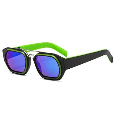 Imagem de Óculos de Sol Quadrado Feminino Vintage Grande Armação Óculos Masculino Gafas De Sol Óculos de Sol UV400 Óculos Retângulo Óculos, Verde, A