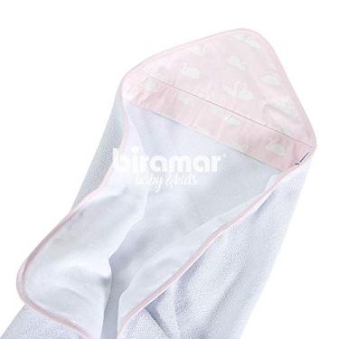 Imagem de Biramar Baby Toalha De Banho Para Bebê Felpuda Revestida Estampa Viés Cisne Rosa