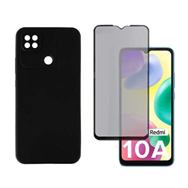 Imagem de Capa Case Anti Impacto Aveludada Preta + Pelicula Anti Spy Xiaomi Redmi 10A (Redmi 10C)