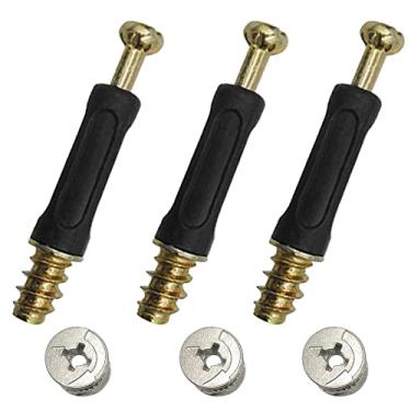 Imagem de Eyech 50 Peças de Conexão de Móveis, Hardware 2 em 1 com Cama e Cilindro, Preto com Tom Dourado