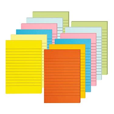 Imagem de Notas adesivas forradas, nota super aderente com linhas, 4 x 6 polegadas, 50 folhas/almofada, 8 cores doces, 12 pastilhas
