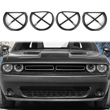 Imagem de Voodonala Capa de abajur de farol Challenger para Dodge Challenger 2015-2020 ASB de fibra de carbono