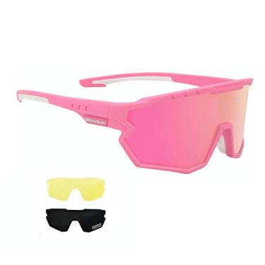 Imagem de GIEADUN Óculos de Sol Esportivos com 3 Lentes Intercambiáveis Rosa Polarizados para Ciclismo, Beisebol, Corrida, Golfe, Esqui, Caminhadas e Atividades ao Ar Livre