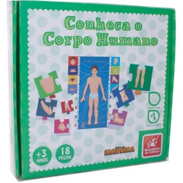 Imagem de Brinquedo Pedagogico Madeira Conheca O Corpo Humano - Brincadeira De C