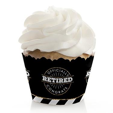 Imagem de Happy Retirement - Decorações de festa de aposentadoria - Embalagens de cupcake de festa - Conjunto de 12