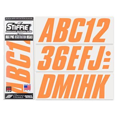 Imagem de Adesivos autocolantes de números de identificação de registro numérico alfa de 7,6 cm da Stiffie Shift Orange Crush para Sea-Doo Spark, barcos infláveis, canelados, hipalon/PVC, PWC e barcos.