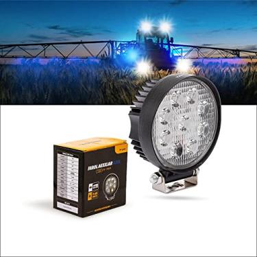 Imagem de Par Farol Tratores Agrícolas Redondo 9 Leds 27w 9v/60v Azul