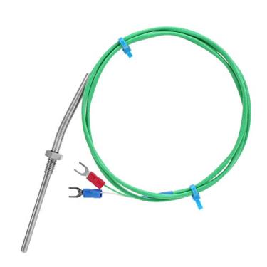 Imagem de Sonda de Termopar Tipo Kaufpart K Par Trançado Parafuso Blindado Sensor de Temperatura 0-200 ℃ Verde M6 x 50mm(1M) - Ideal para Medição de Temperatura com Sonda Termopar de Tipo K