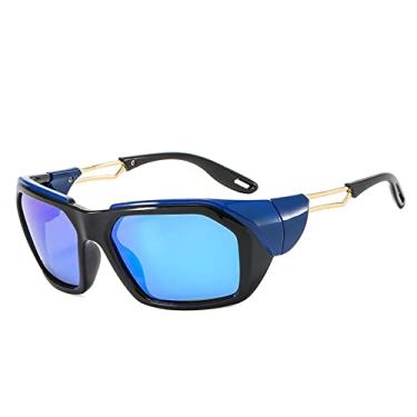 Imagem de Óculos de sol polarizados esportivos masculinos, óculos de sol de luxo, óculos de sol masculinos de armação grande, óculos de pesca de ciclismo, C6 preto azul azul, lente polarizada