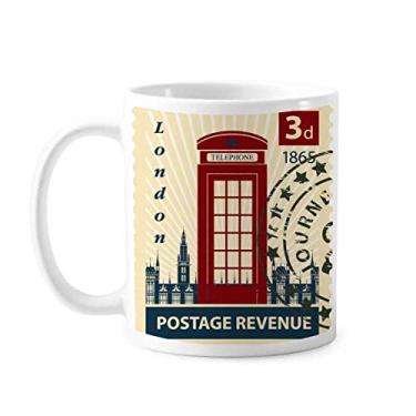 Imagem de London Phone Booth Stamp UK Country City Caneca Cerâmica Café Porcelana Copos de Mesa