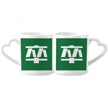 Imagem de Conjunto de canecas de porcelana para casal, soldado chinês chinês, xícara de cerâmica para amante, alça de coração