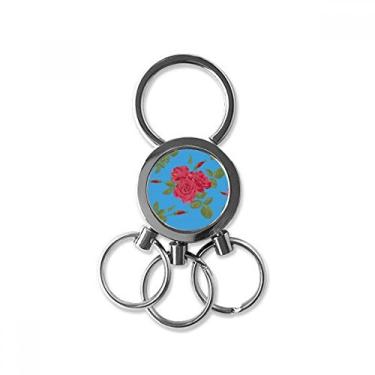 Imagem de Chaveiro de metal de aço inoxidável azul e vermelho com clipe de presente, multicolorido, médio, Multicolorido, Medium
